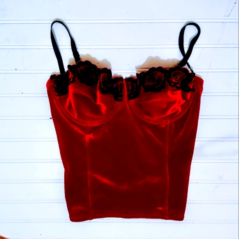 Red velvet corset , size m